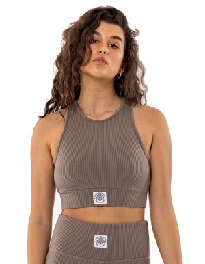 Debardeur Russell Athletic Deja Vu Ribbed Crop Femme Beige | TRHI-73405