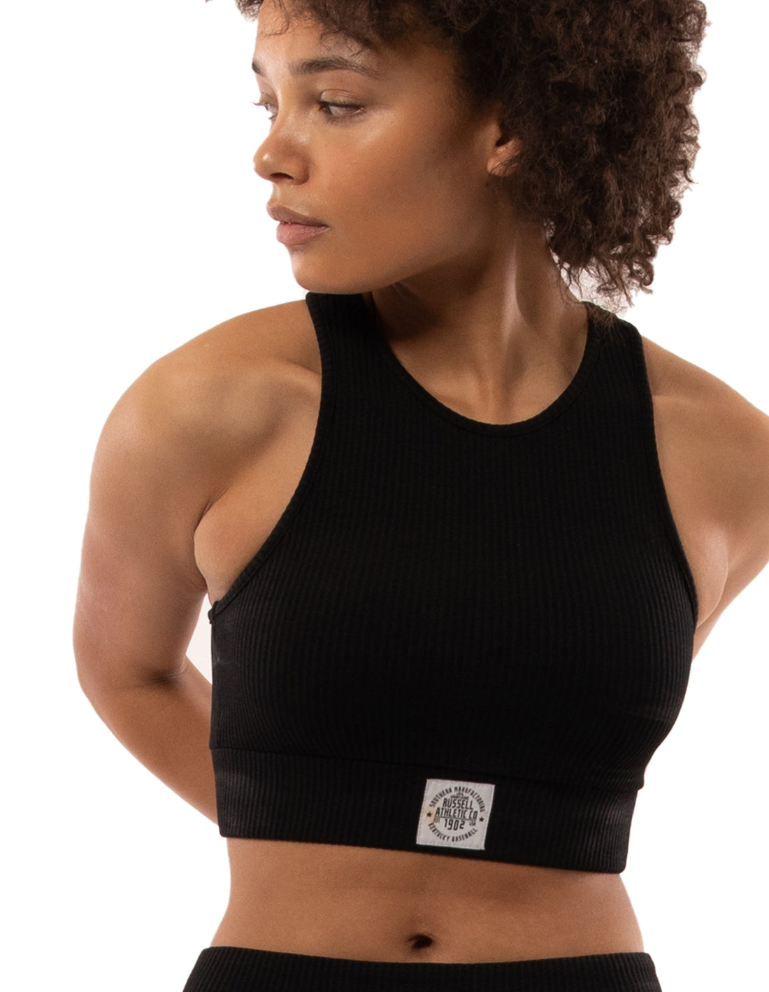 Debardeur Russell Athletic Deja Vu Ribbed Crop Femme Noir | RCAW-76498