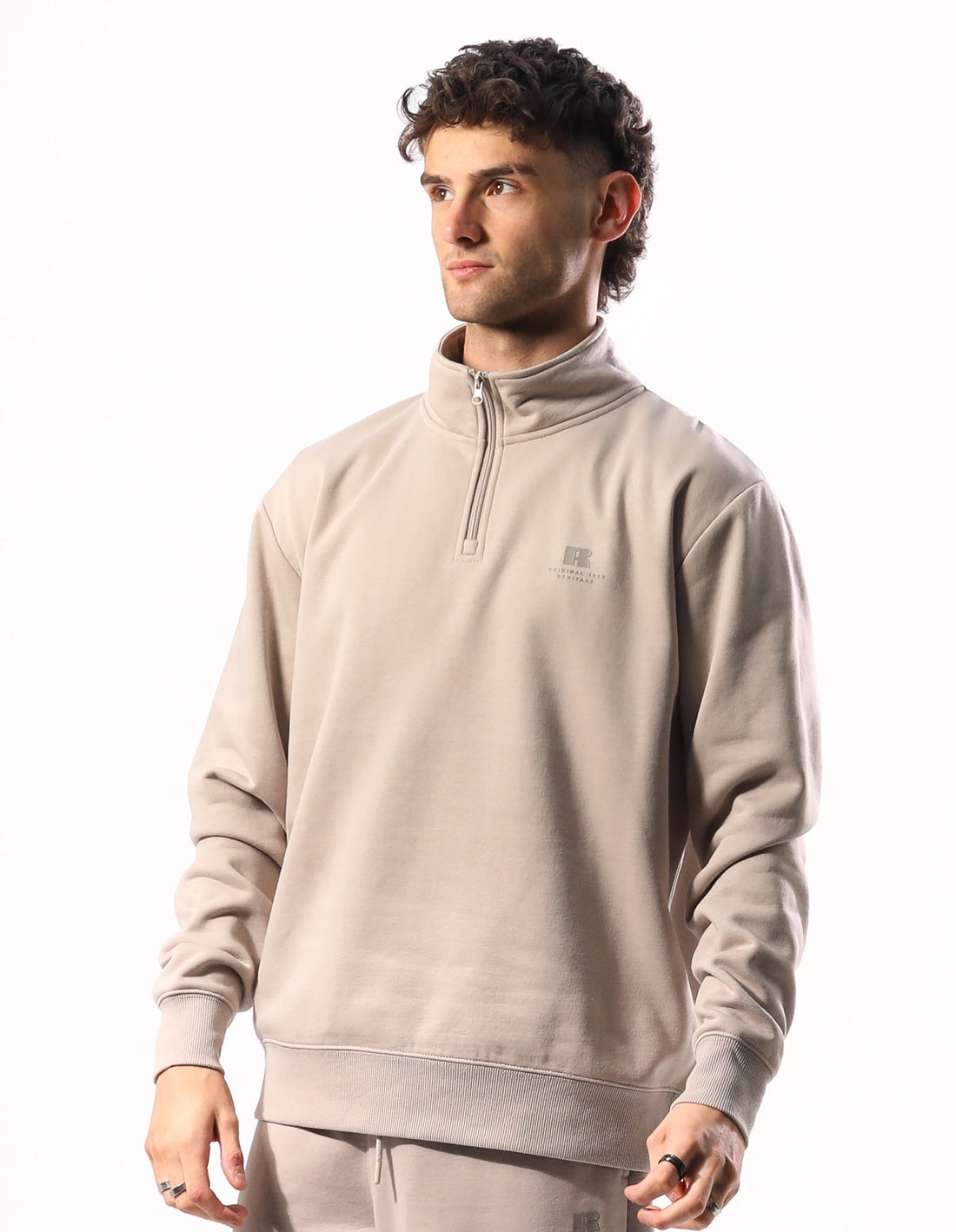 Huat Russell Athletic Brooklyn Quarter Zip Homme Beige | GNKJ-59342