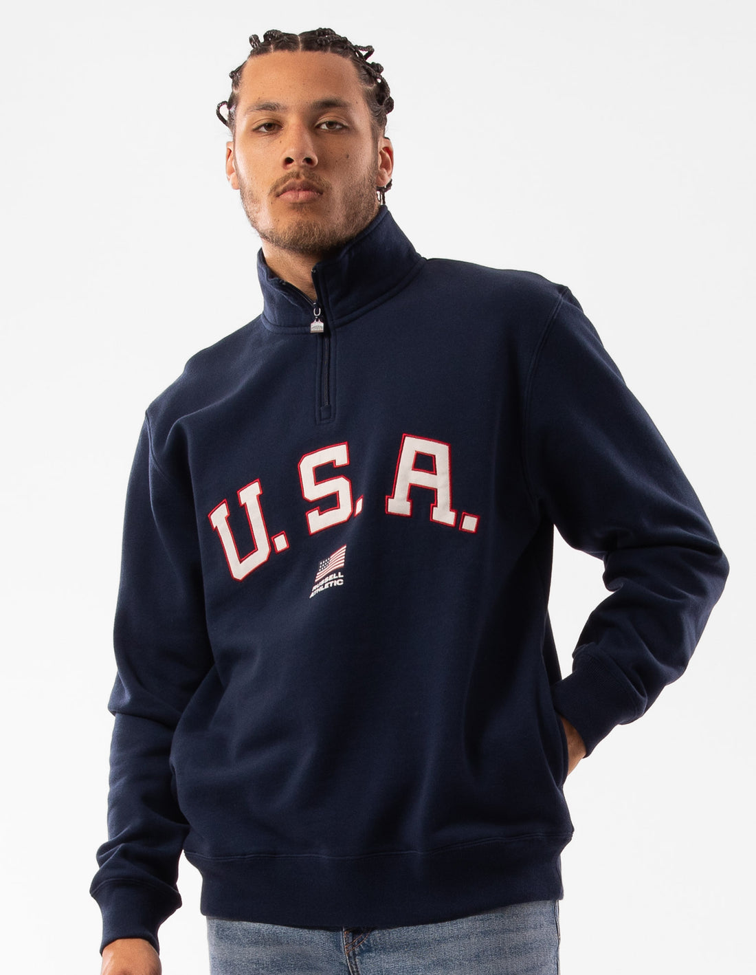 Huat Russell Athletic Lewis 1/4 Zip Homme Bleu Marine | UQPG-95862