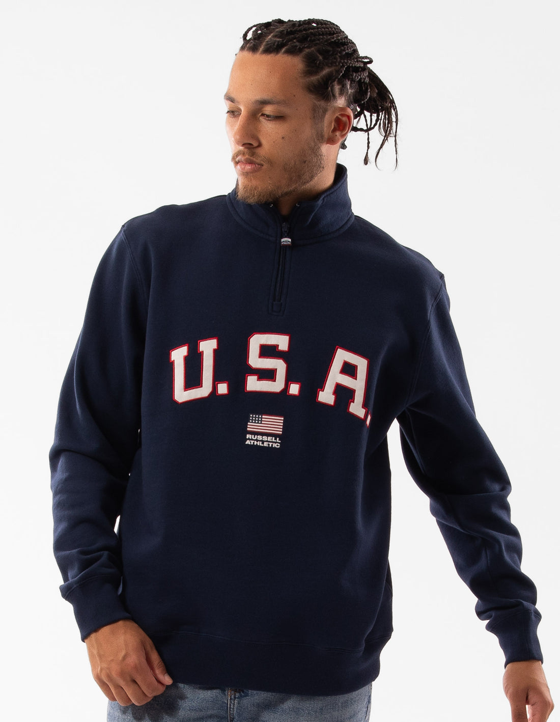 Huat Russell Athletic Lewis 1/4 Zip Homme Bleu Marine | UQPG-95862