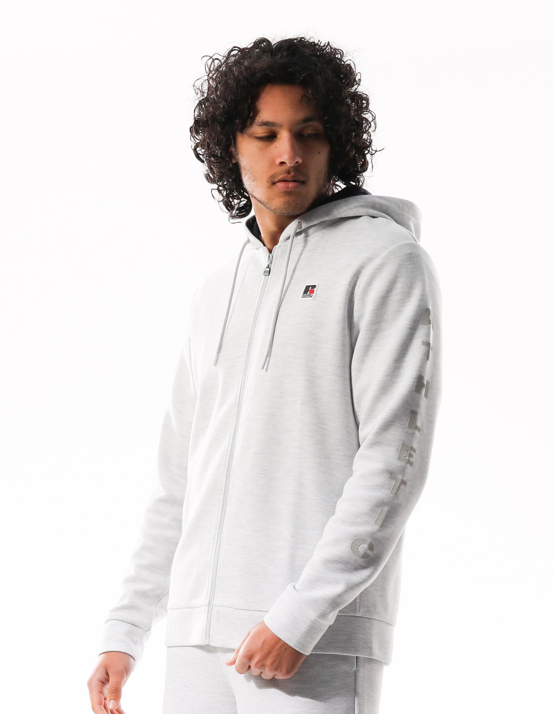 Sweat a Capuche Russell Athletic Americana Tech Fleece Zip Homme Grise Clair | IKSA-84219