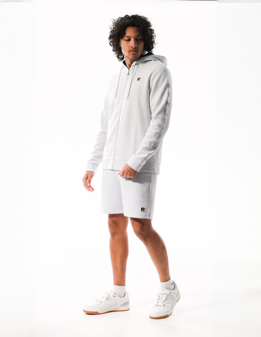 Sweat a Capuche Russell Athletic Americana Tech Fleece Zip Homme Grise Clair | IKSA-84219