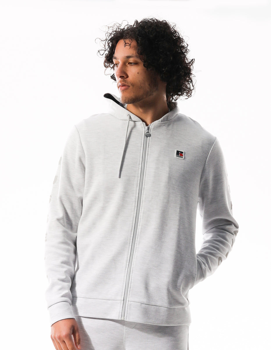 Sweat a Capuche Russell Athletic Americana Tech Fleece Zip Homme Grise Clair | IKSA-84219