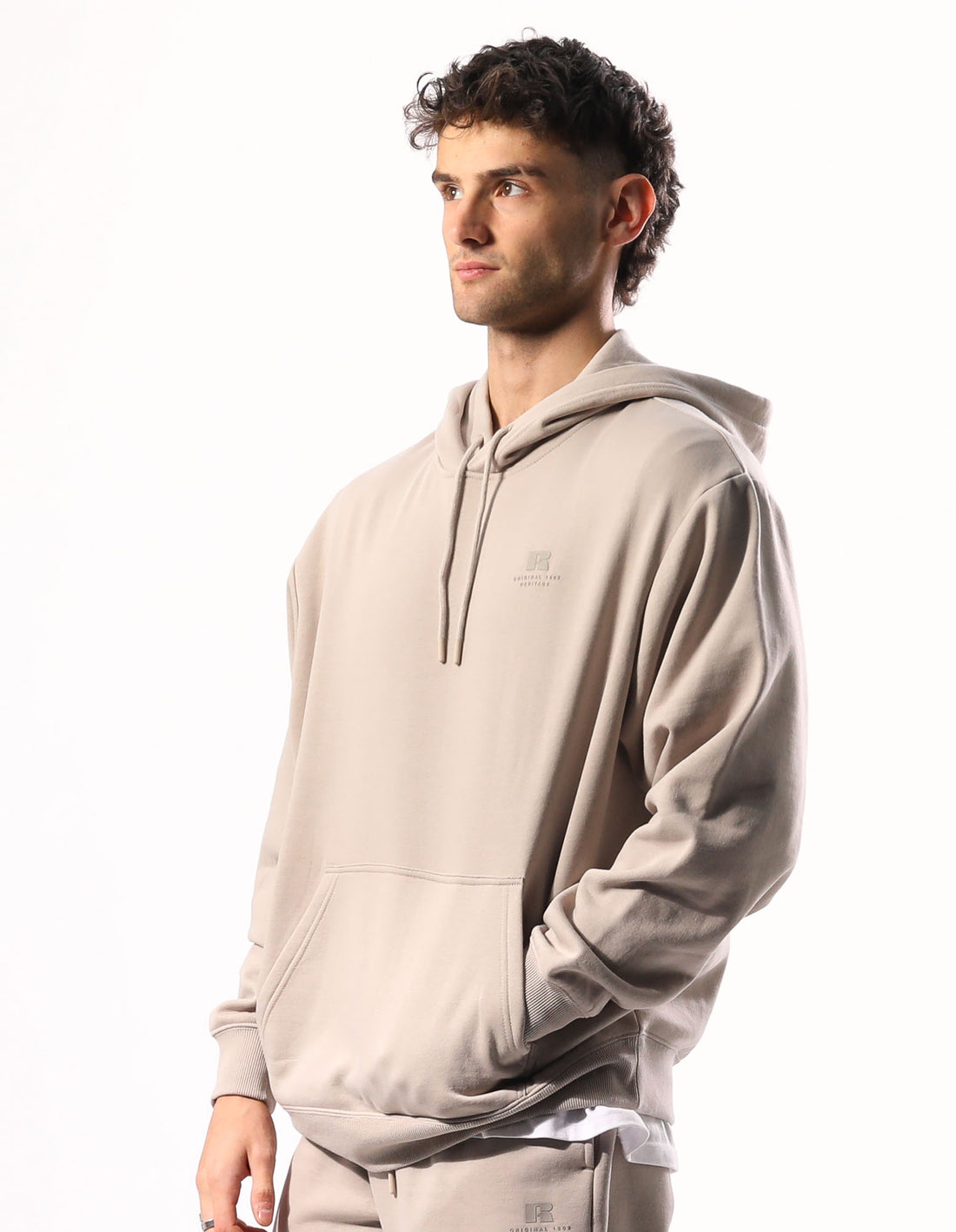 Sweat a Capuche Russell Athletic Brooklyn Homme Beige | MSUB-16854