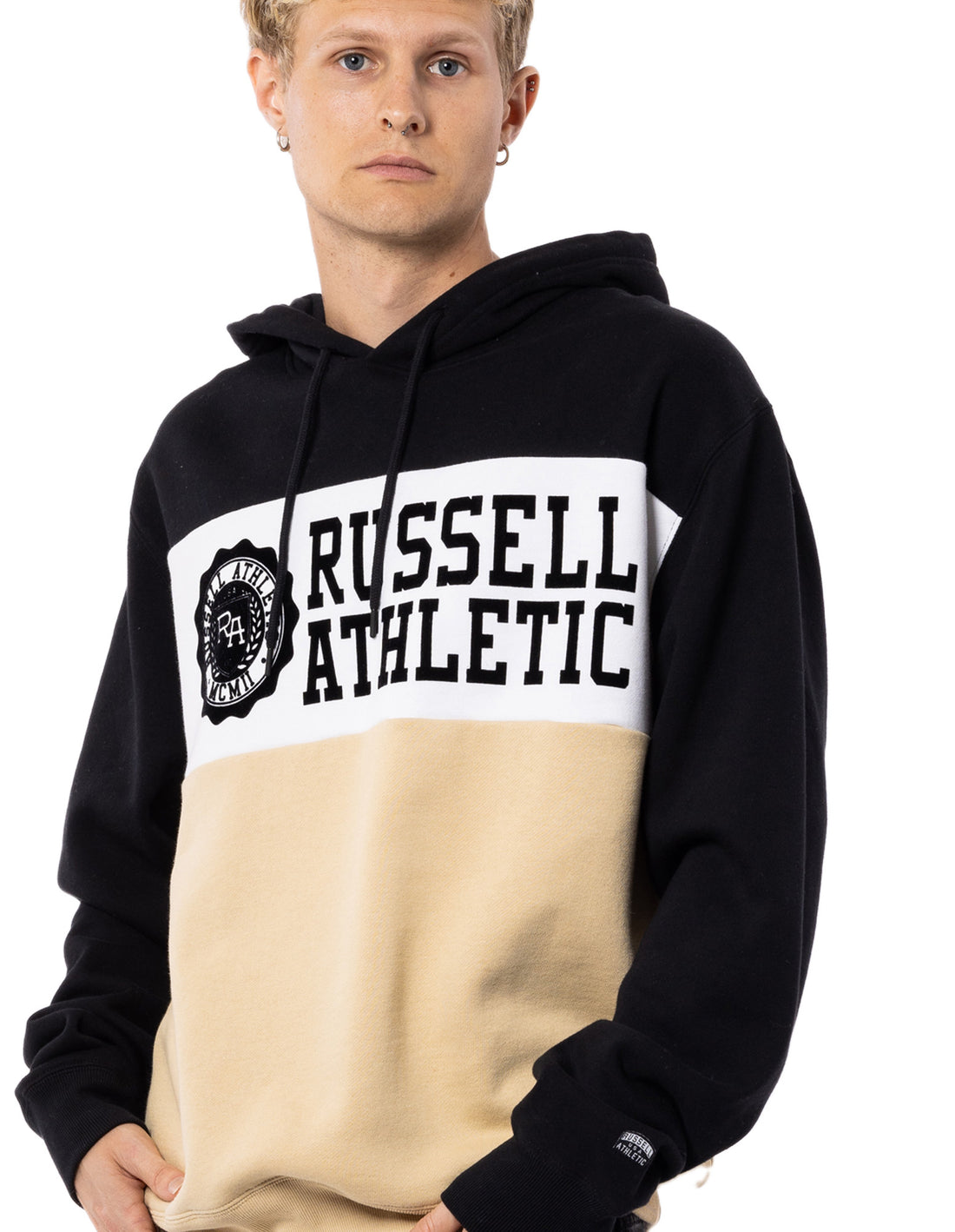 Sweat a Capuche Russell Athletic Carter Homme Beige Noir | RHZK-63982