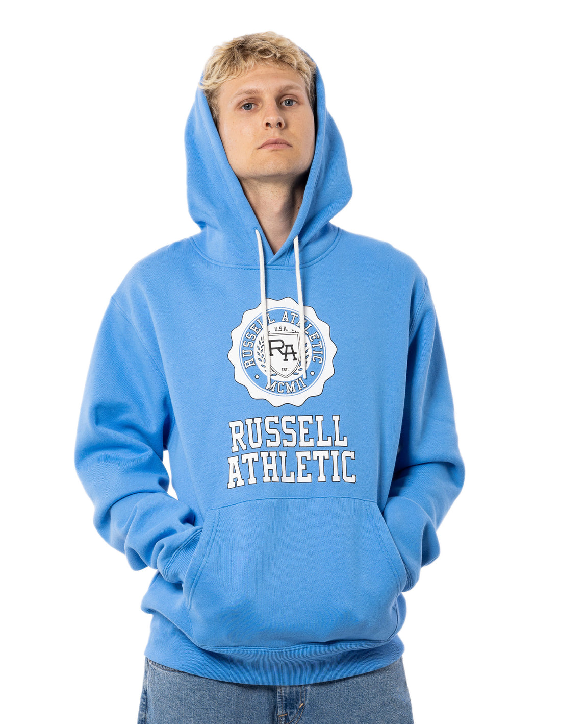 Sweat a Capuche Russell Athletic Collegiate Homme Bleu | GFUL-52419