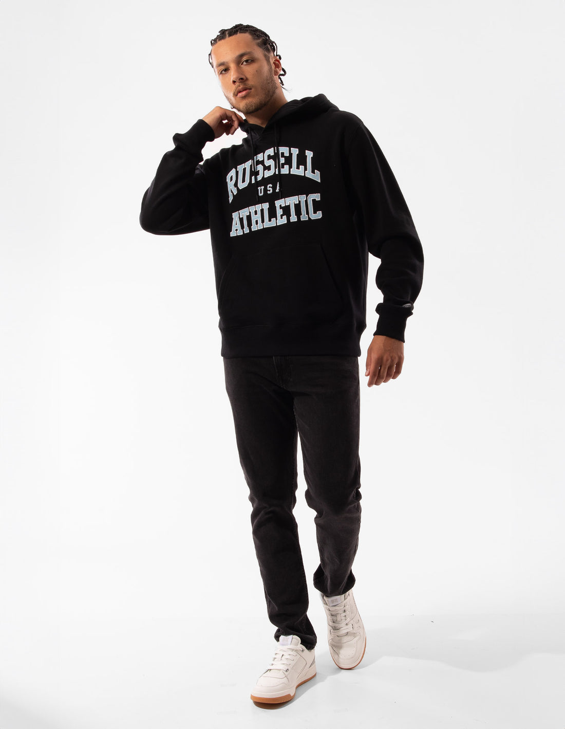 Sweat a Capuche Russell Athletic Mercer Homme Noir | UFPM-82465