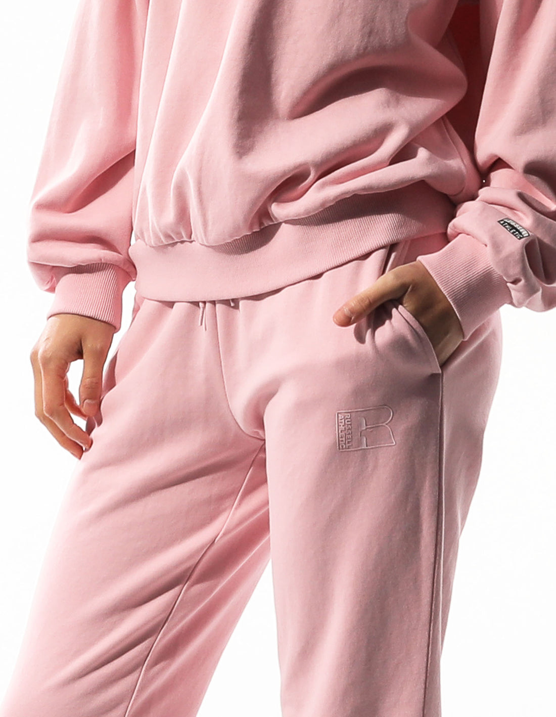 Track pants Russell Athletic Inlay Logo Unbrushed Femme Rose | VEYR-07941