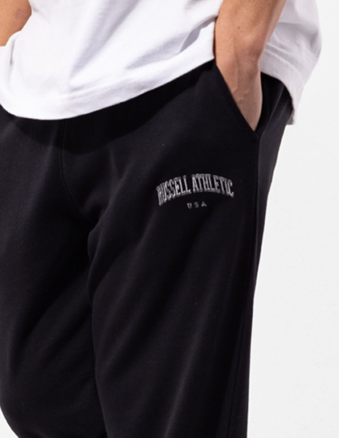 Track pants Russell Athletic Originals Big Arch Unbrushed Open Leg Homme Noir | EXWR-68297